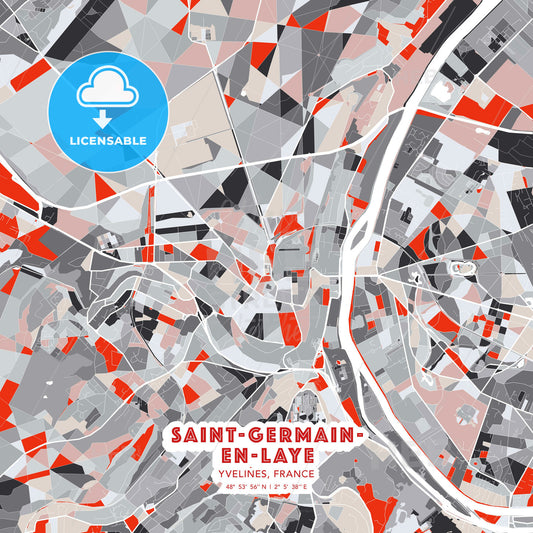 Saint-Germain-en-Laye, Yvelines, France, modern map - HEBSTREITS Sketches