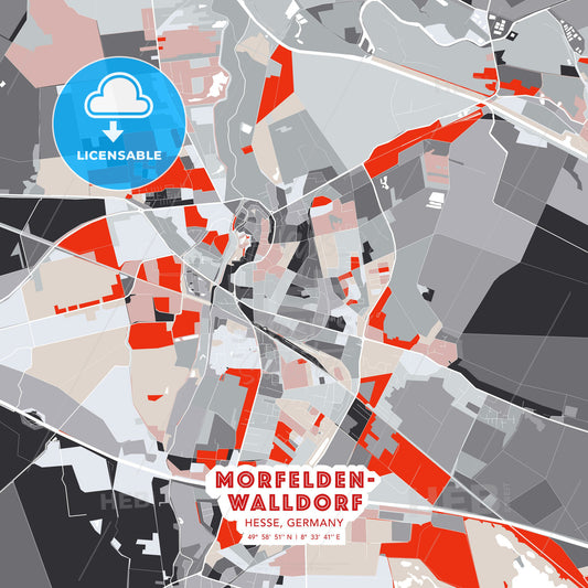 Morfelden-Walldorf, Hesse, Germany, modern map - HEBSTREITS Sketches