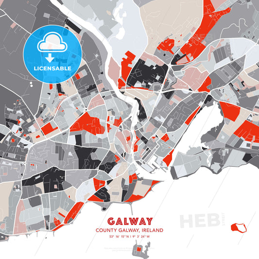 Galway, County Galway, Ireland, modern map - HEBSTREITS Sketches