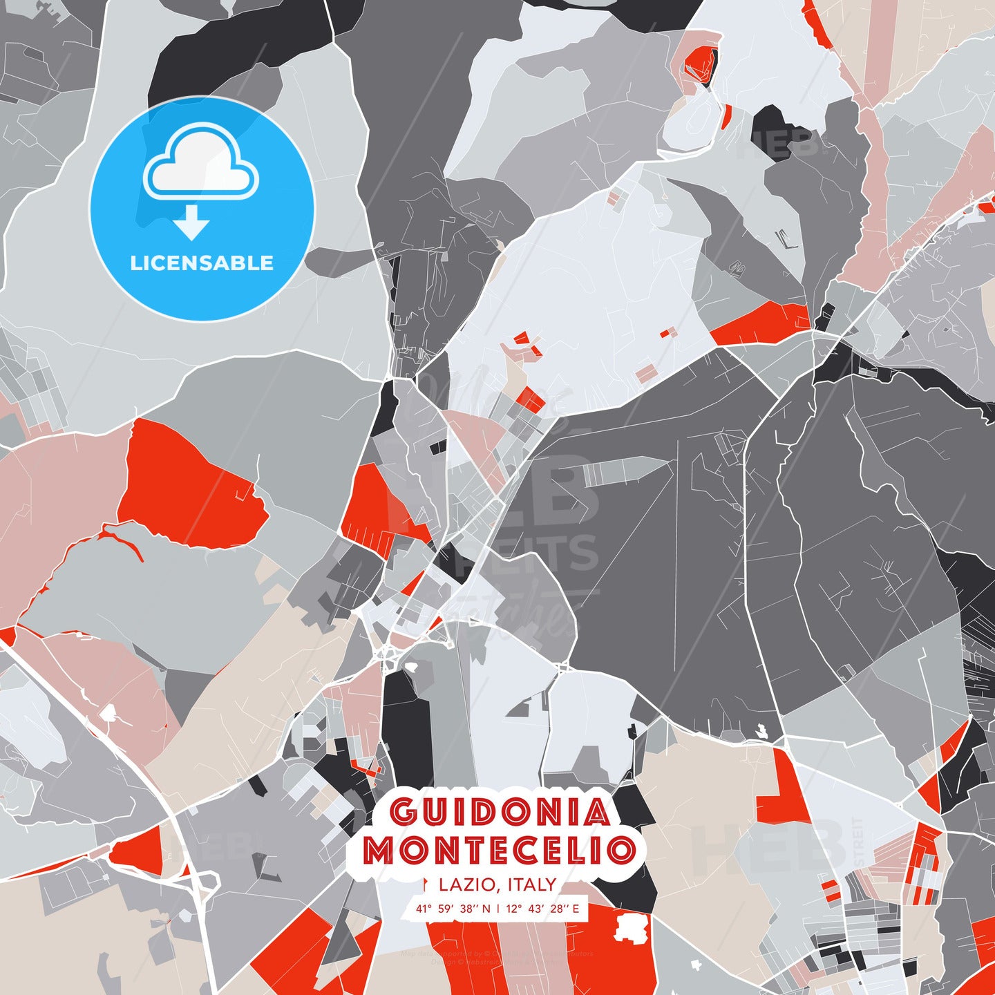 Guidonia Montecelio, Lazio, Italy, modern map - HEBSTREITS Sketches