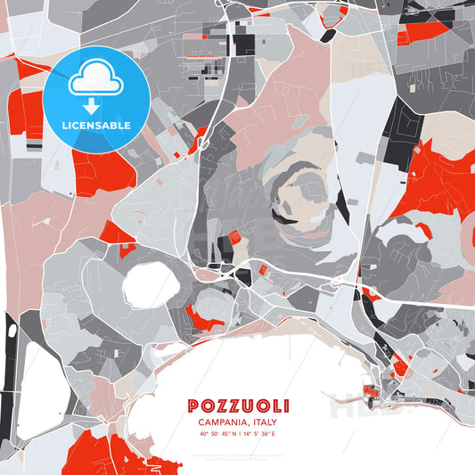 Pozzuoli, Campania, Italy, modern map - HEBSTREITS Sketches
