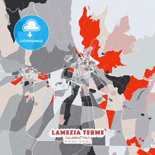 Lamezia Terme, Calabria, Italy, modern map - HEBSTREITS Sketches