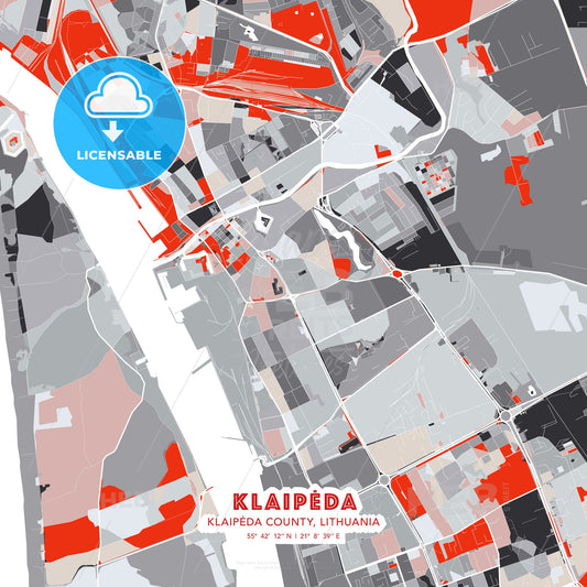 Klaipėda, Klaipėda County, Lithuania, modern map - HEBSTREITS Sketches