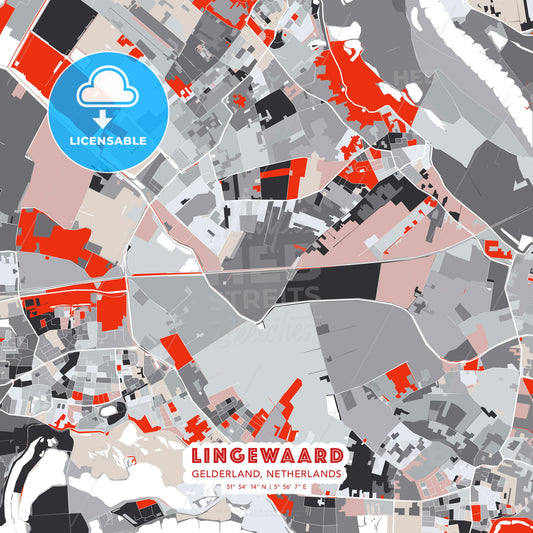 Lingewaard, Gelderland, Netherlands, modern map - HEBSTREITS Sketches
