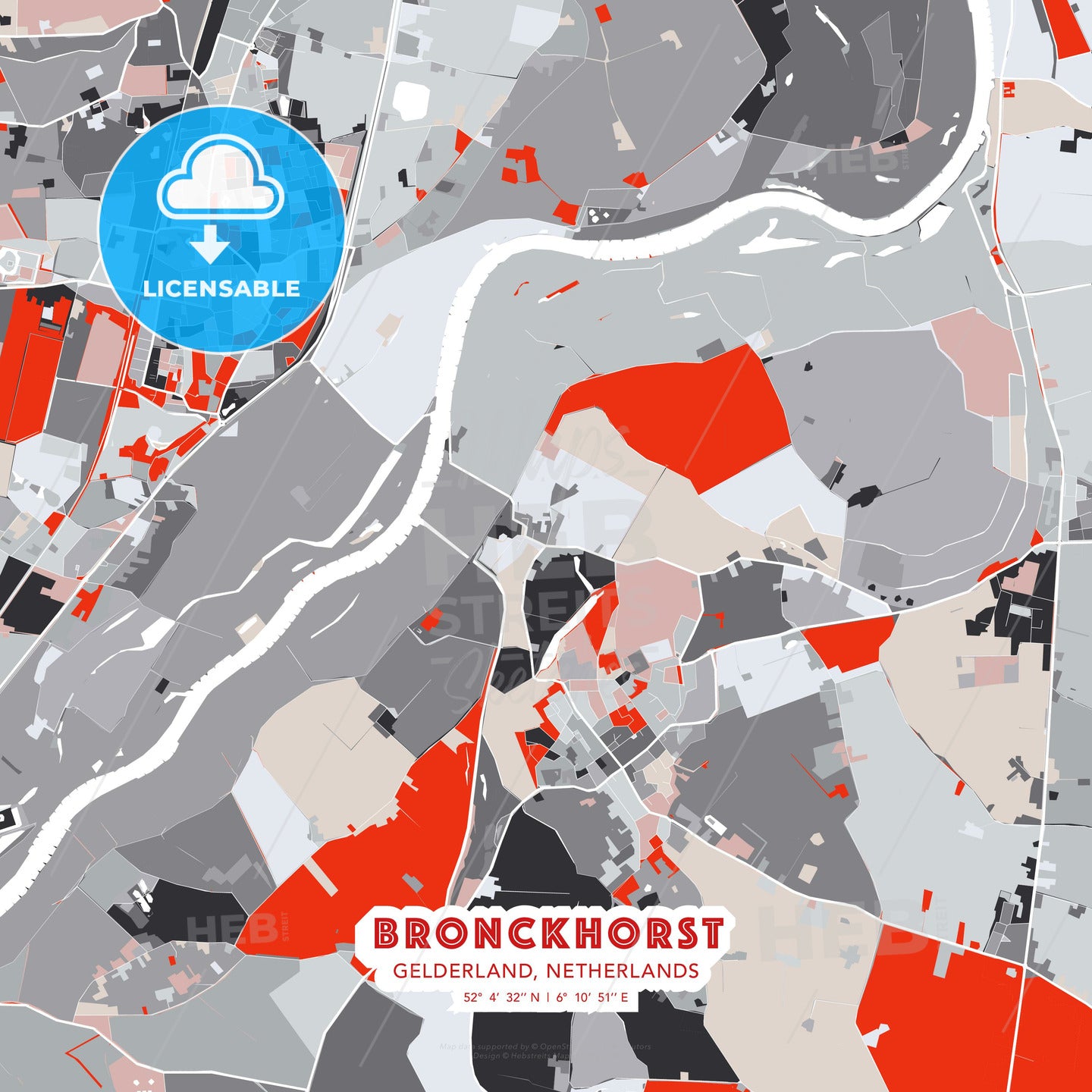 Bronckhorst, Gelderland, Netherlands, modern map - HEBSTREITS Sketches