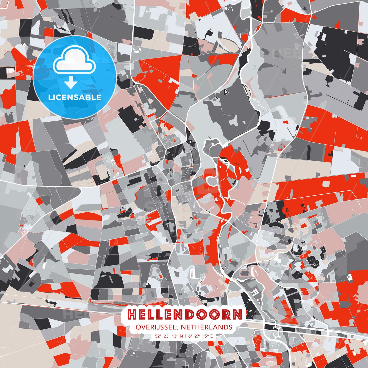 Hellendoorn, Overijssel, Netherlands, modern map - HEBSTREITS Sketches