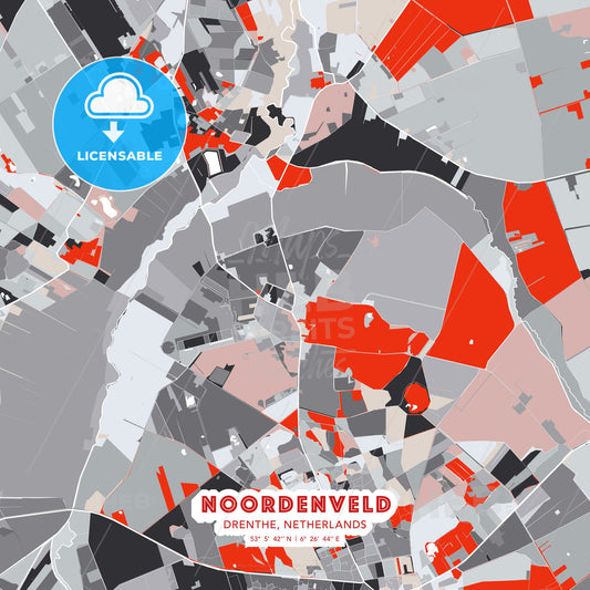 Noordenveld, Drenthe, Netherlands, modern map - HEBSTREITS Sketches
