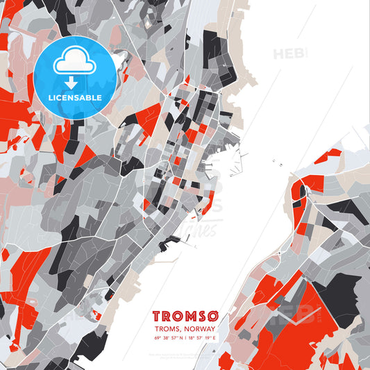 Tromsø, Troms, Norway, modern map - HEBSTREITS Sketches