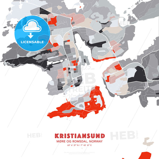 Kristiansund, Møre og Romsdal, Norway, modern map - HEBSTREITS Sketches
