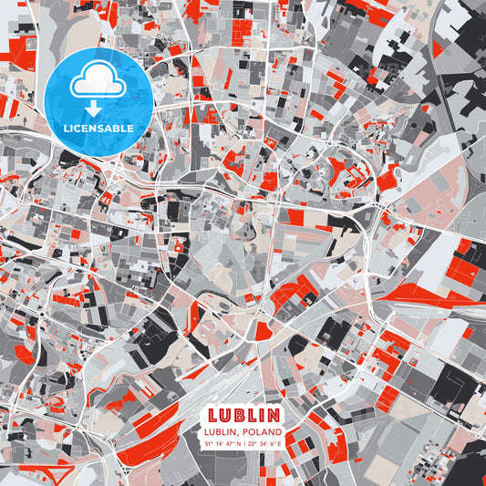 Lublin, Lublin, Poland, modern map - HEBSTREITS Sketches
