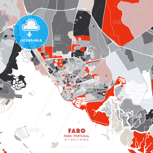 Faro, Faro, Portugal, modern map - HEBSTREITS Sketches