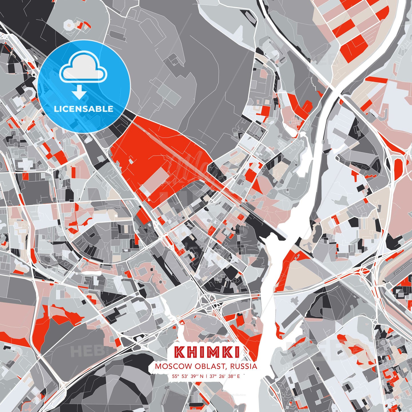 Khimki, Moscow Oblast, Russia, modern map - HEBSTREITS Sketches