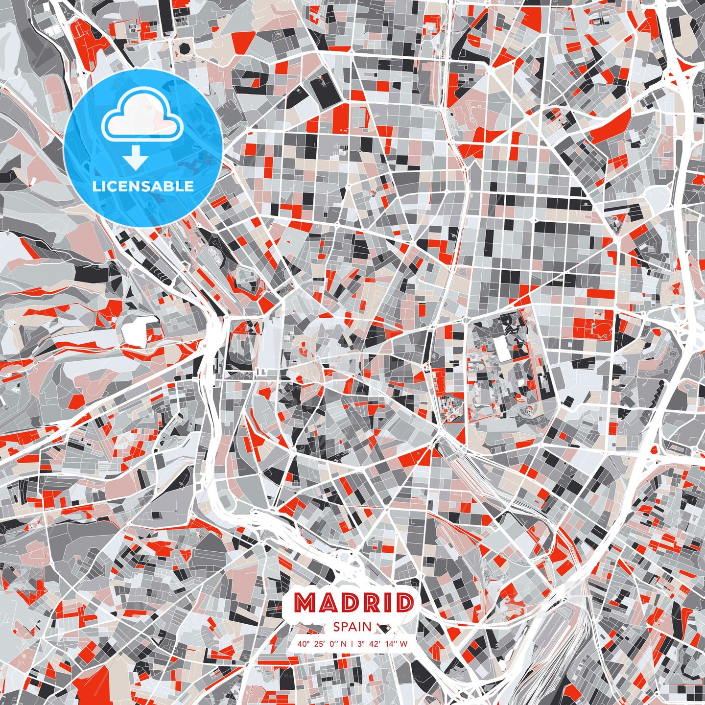 Madrid, Spain, modern map - HEBSTREITS Sketches