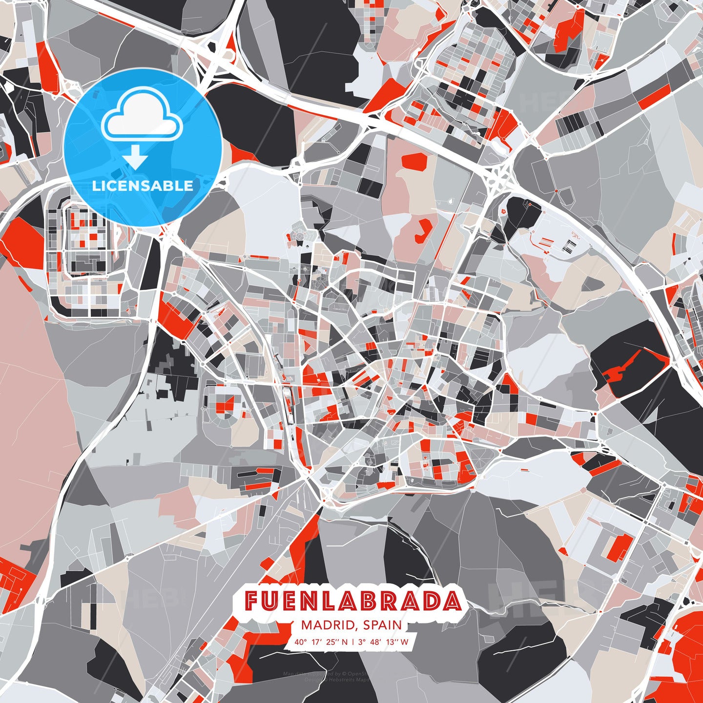 Fuenlabrada, Madrid, Spain, modern map - HEBSTREITS Sketches