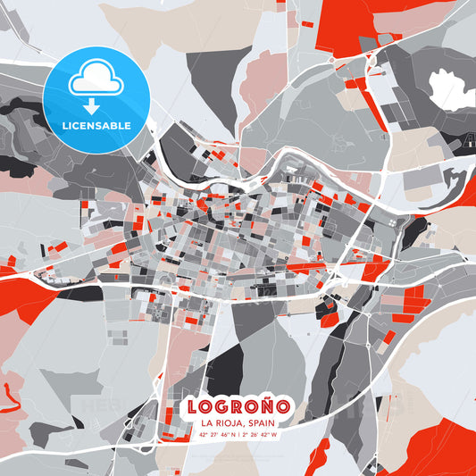 Logroño, La Rioja, Spain, modern map - HEBSTREITS Sketches