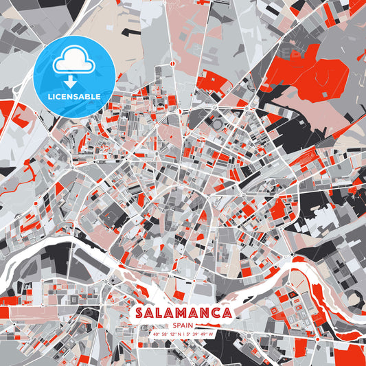 Salamanca, Spain, modern map - HEBSTREITS Sketches