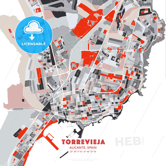 Torrevieja, Alicante, Spain, modern map - HEBSTREITS Sketches