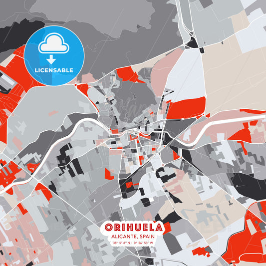 Orihuela, Alicante, Spain, modern map - HEBSTREITS Sketches
