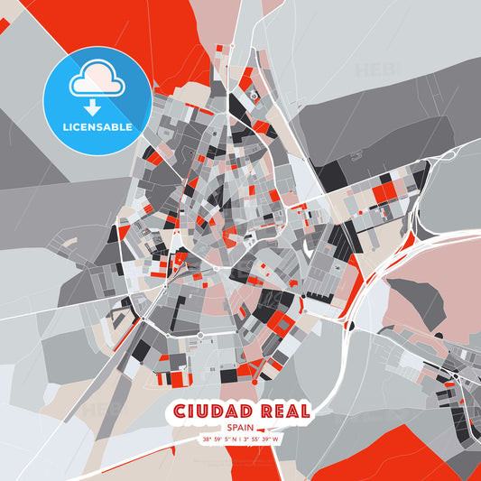 Ciudad Real, Spain, modern map - HEBSTREITS Sketches
