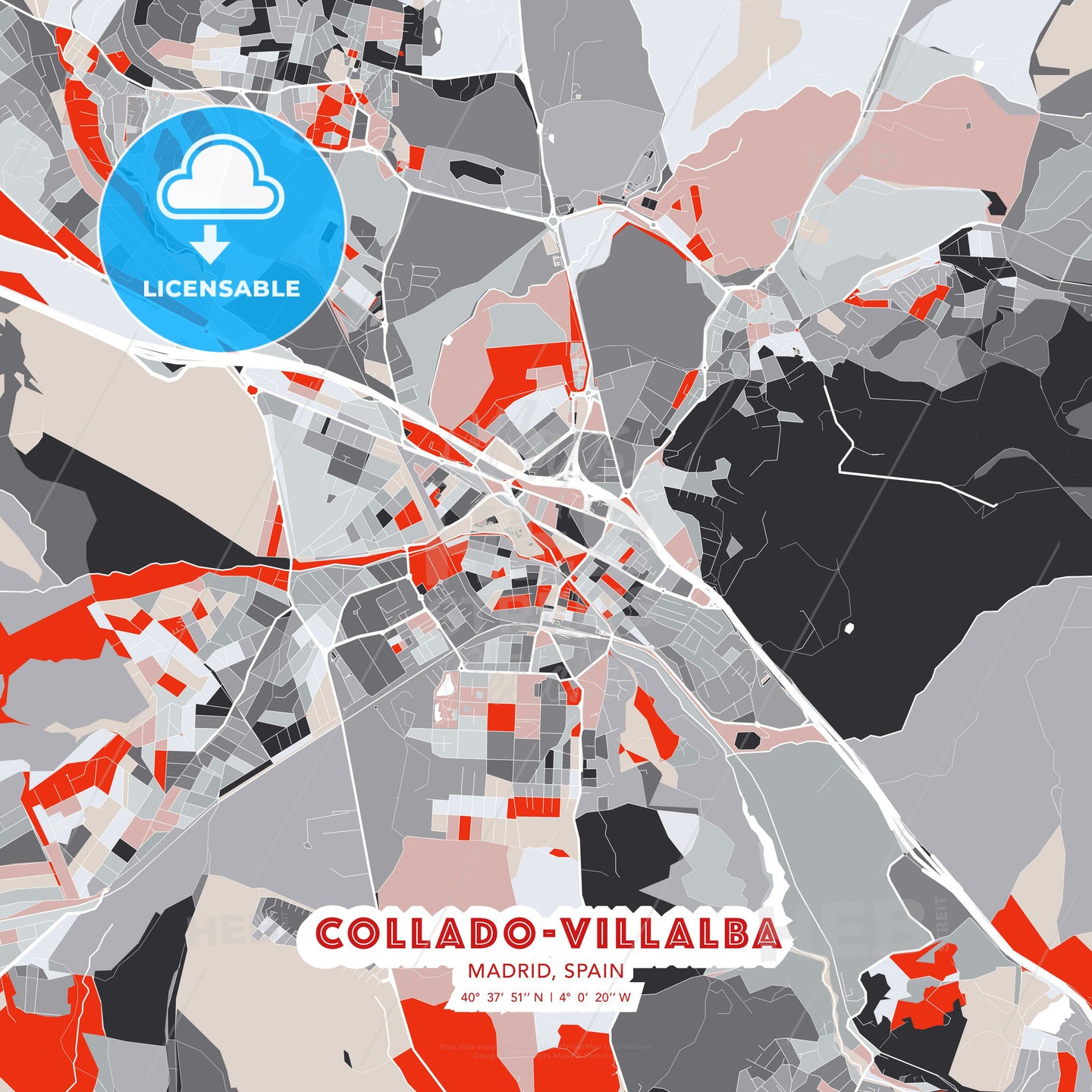 Collado-Villalba, Madrid, Spain, modern map - HEBSTREITS Sketches
