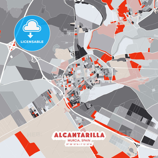 Alcantarilla, Murcia, Spain, modern map - HEBSTREITS Sketches