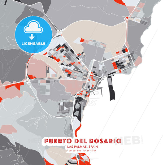 Puerto del Rosario, Las Palmas, Spain, modern map - HEBSTREITS Sketches