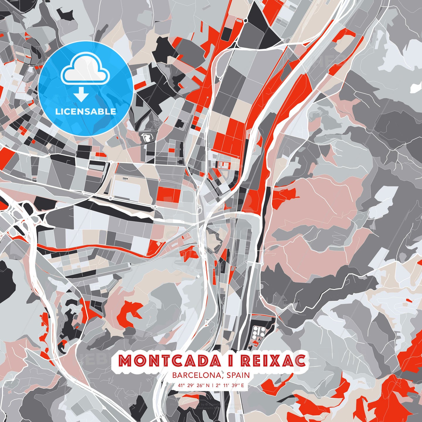 Montcada i Reixac, Barcelona, Spain, modern map - HEBSTREITS Sketches