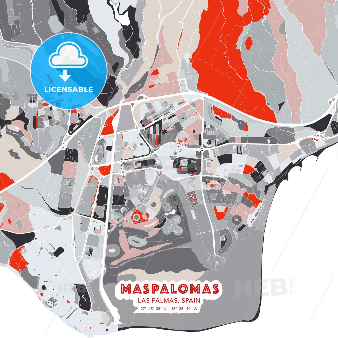 Maspalomas, Las Palmas, Spain, modern map - HEBSTREITS Sketches