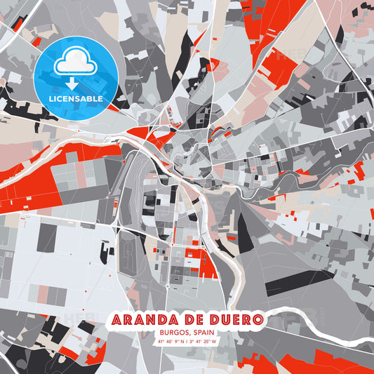 Aranda de Duero, Burgos, Spain, modern map - HEBSTREITS Sketches