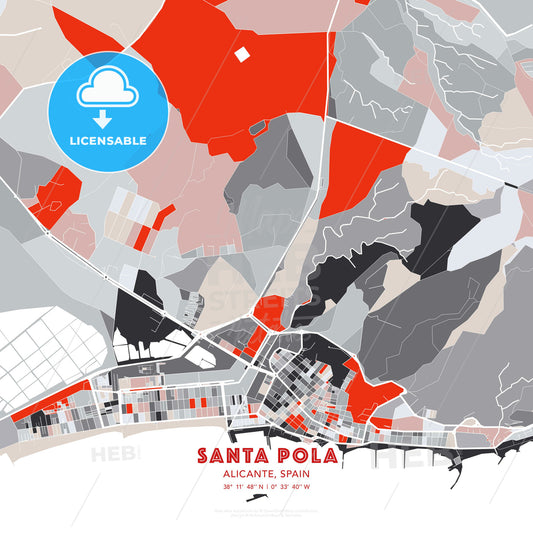 Santa Pola, Alicante, Spain, modern map - HEBSTREITS Sketches
