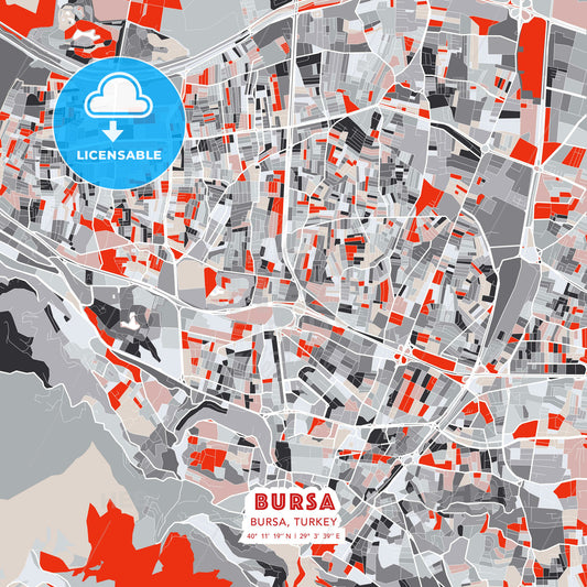 Bursa, Bursa, Turkey, modern map - HEBSTREITS Sketches