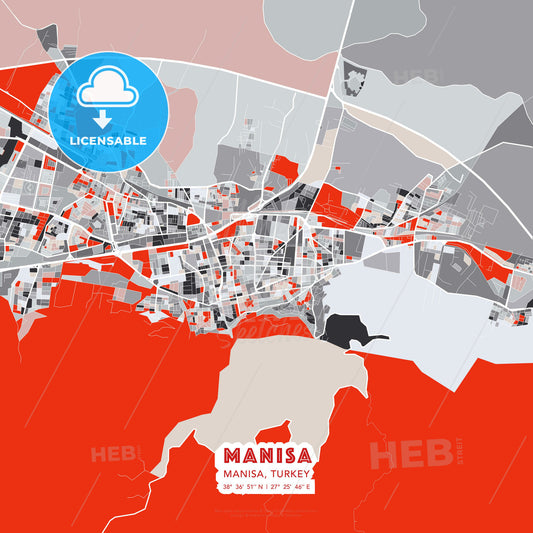 Manisa, Manisa, Turkey, modern map - HEBSTREITS Sketches