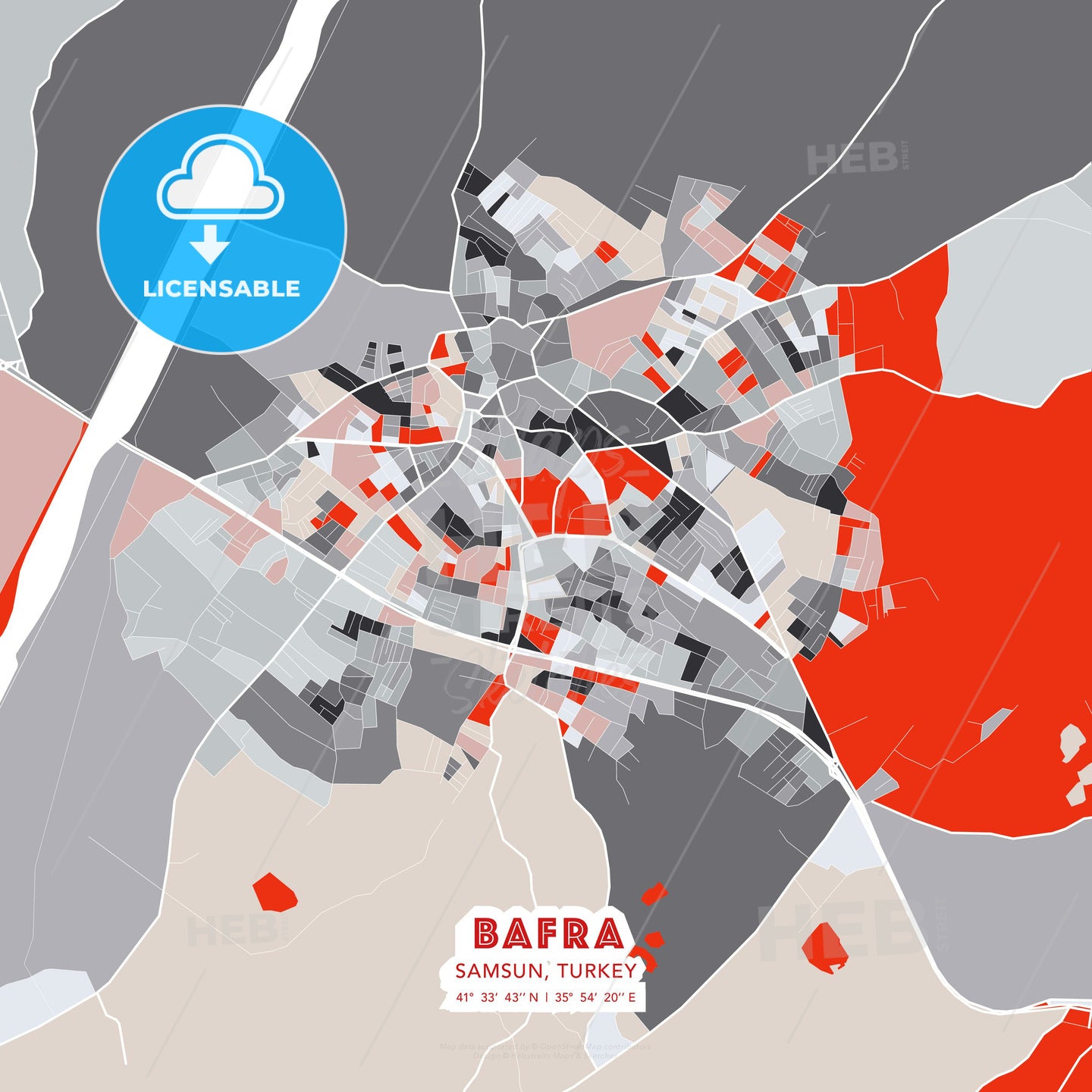Bafra, Samsun, Turkey, modern map - HEBSTREITS Sketches