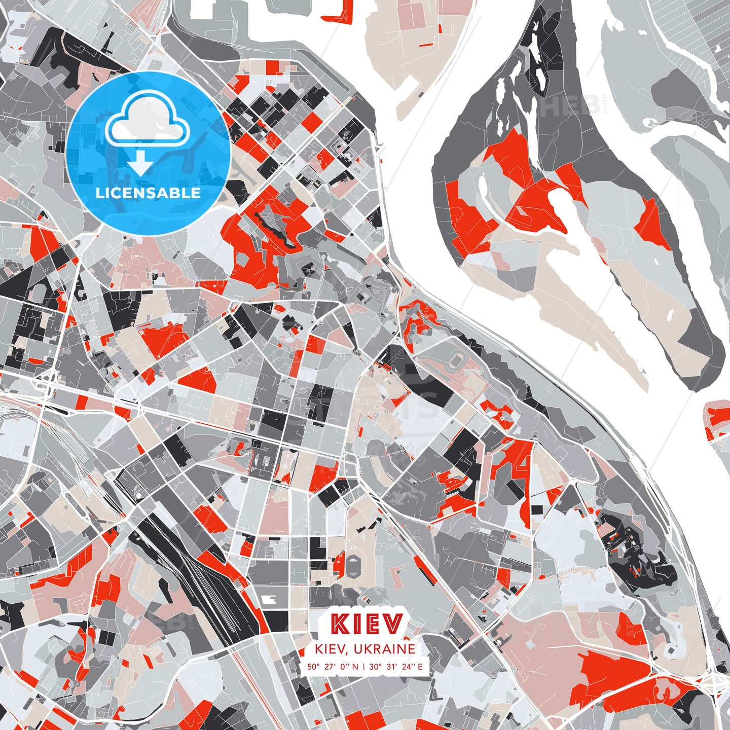 Kiev, Kiev, Ukraine, modern map - HEBSTREITS Sketches
