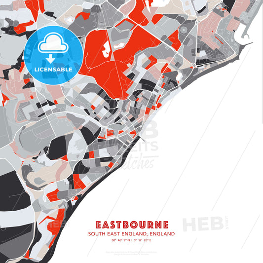 Eastbourne, South East England, England, modern map - HEBSTREITS Sketches
