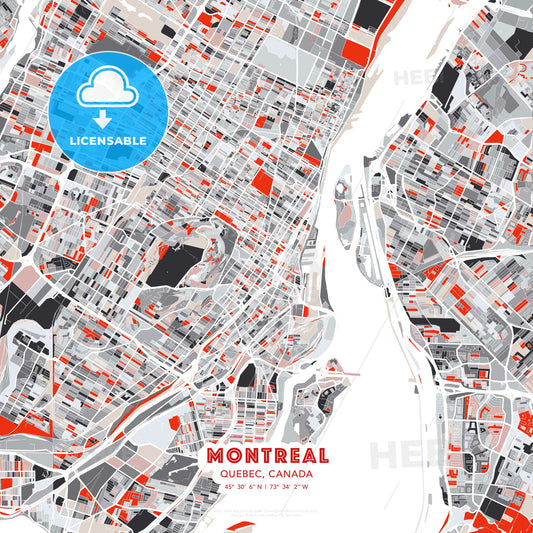 Montreal, Quebec, Canada, modern map - HEBSTREITS Sketches