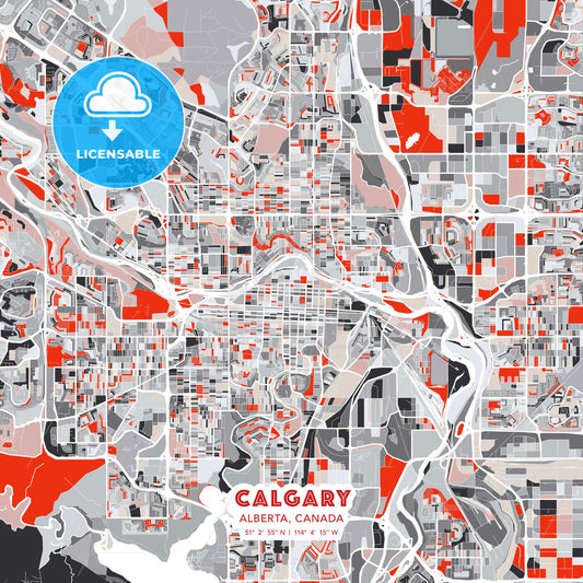Calgary, Alberta, Canada, modern map - HEBSTREITS Sketches