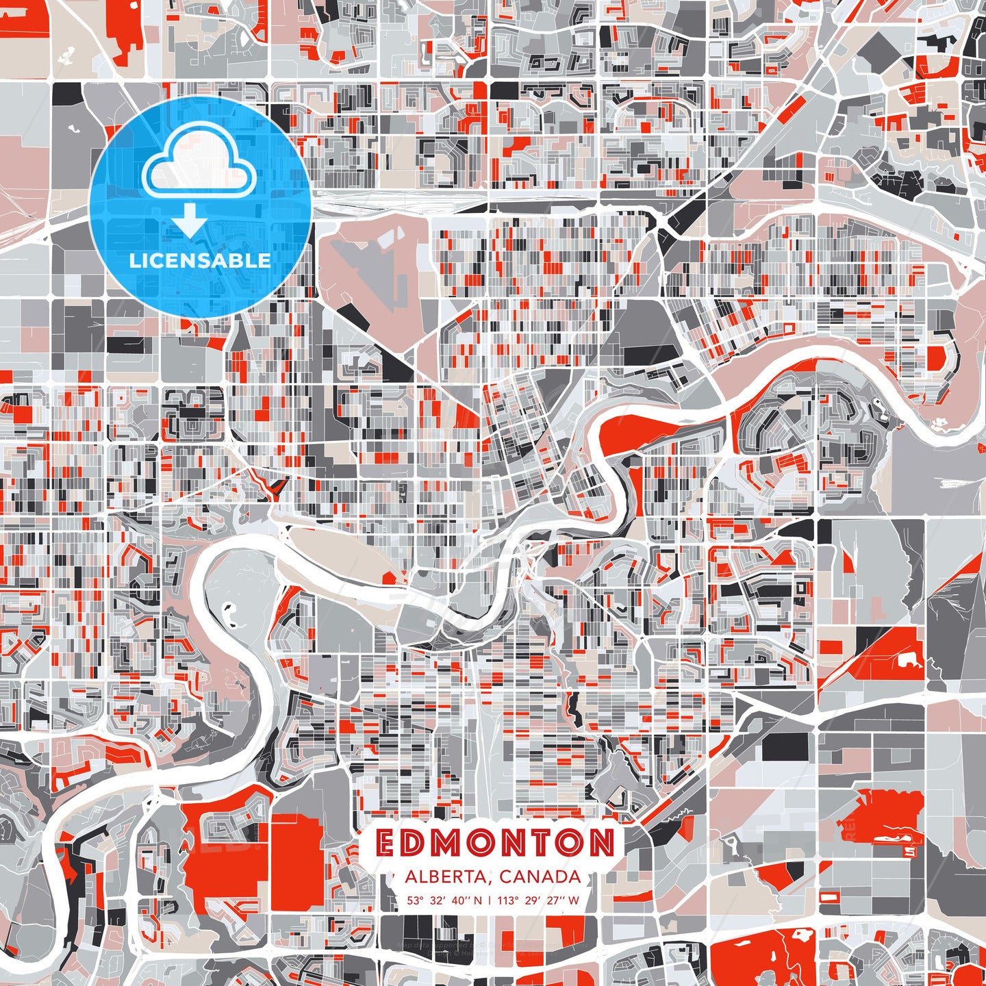 Edmonton, Alberta, Canada, modern map - HEBSTREITS Sketches