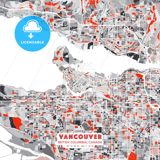 Vancouver, British Columbia, Canada, modern map - HEBSTREITS Sketches