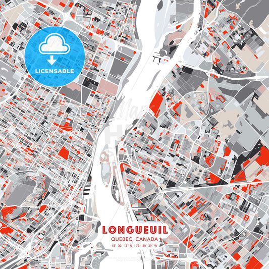 Longueuil, Quebec, Canada, modern map - HEBSTREITS Sketches