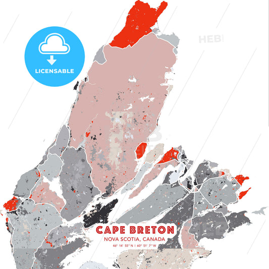 Cape Breton, Nova Scotia, Canada, modern map - HEBSTREITS Sketches