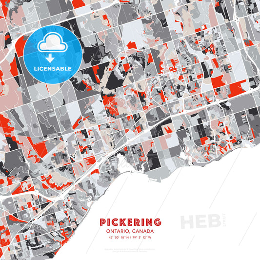 Pickering, Ontario, Canada, modern map - HEBSTREITS Sketches