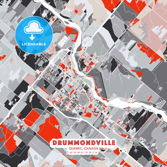 Drummondville, Quebec, Canada, modern map - HEBSTREITS Sketches