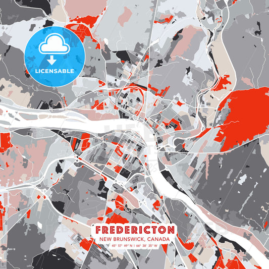 Fredericton, New Brunswick, Canada, modern map - HEBSTREITS Sketches