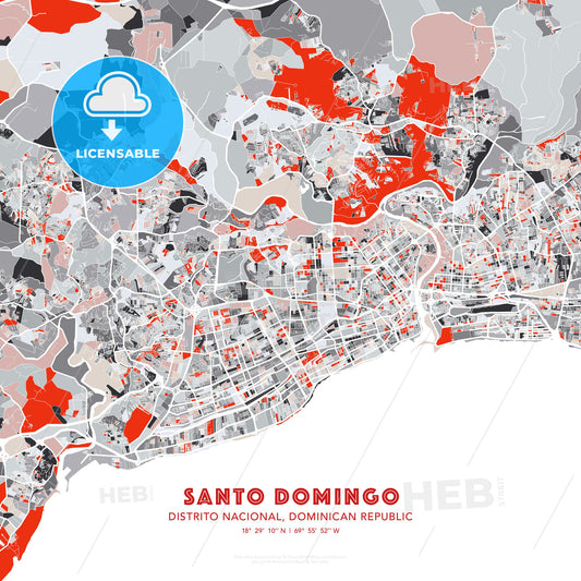 Santo Domingo, Distrito Nacional, Dominican Republic, modern map - HEBSTREITS Sketches