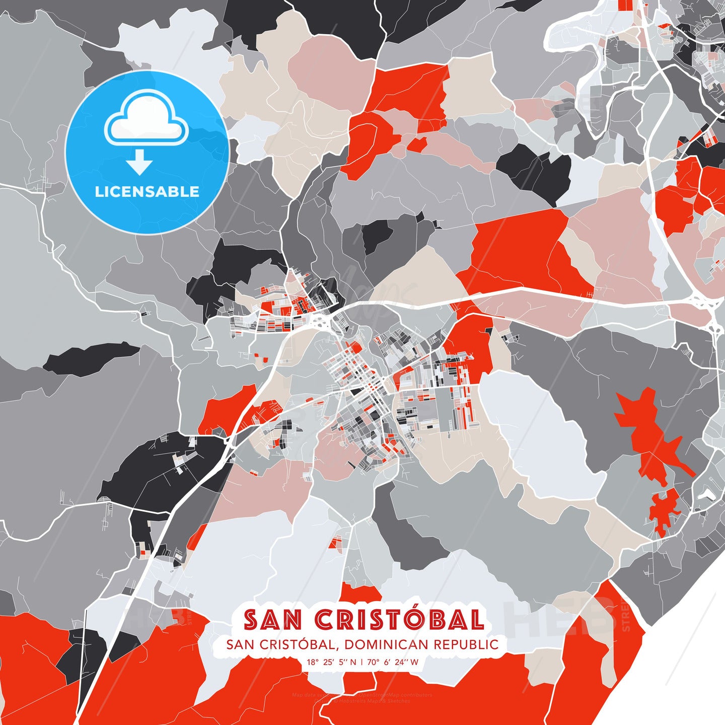 San Cristóbal, San Cristóbal, Dominican Republic, modern map - HEBSTREITS Sketches