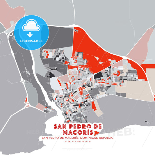 San Pedro de Macorís, San Pedro de Macorís, Dominican Republic, modern map - HEBSTREITS Sketches
