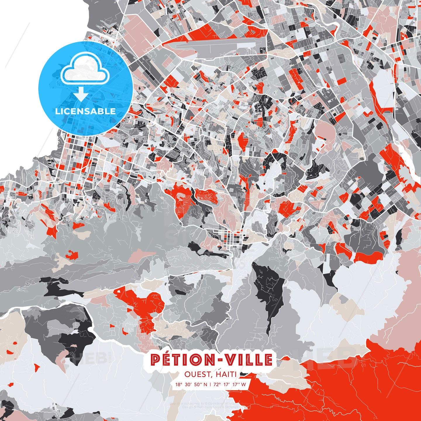 Pétion-Ville, Ouest, Haiti, modern map - HEBSTREITS Sketches