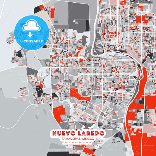 Nuevo Laredo, Tamaulipas, Mexico, modern map - HEBSTREITS Sketches