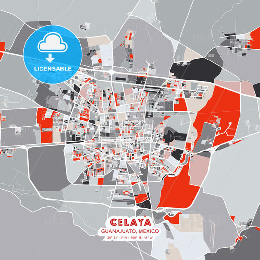 Celaya, Guanajuato, Mexico, modern map - HEBSTREITS Sketches